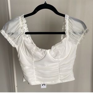 TICTOC White Mesh Corset Crop Top Size Medium